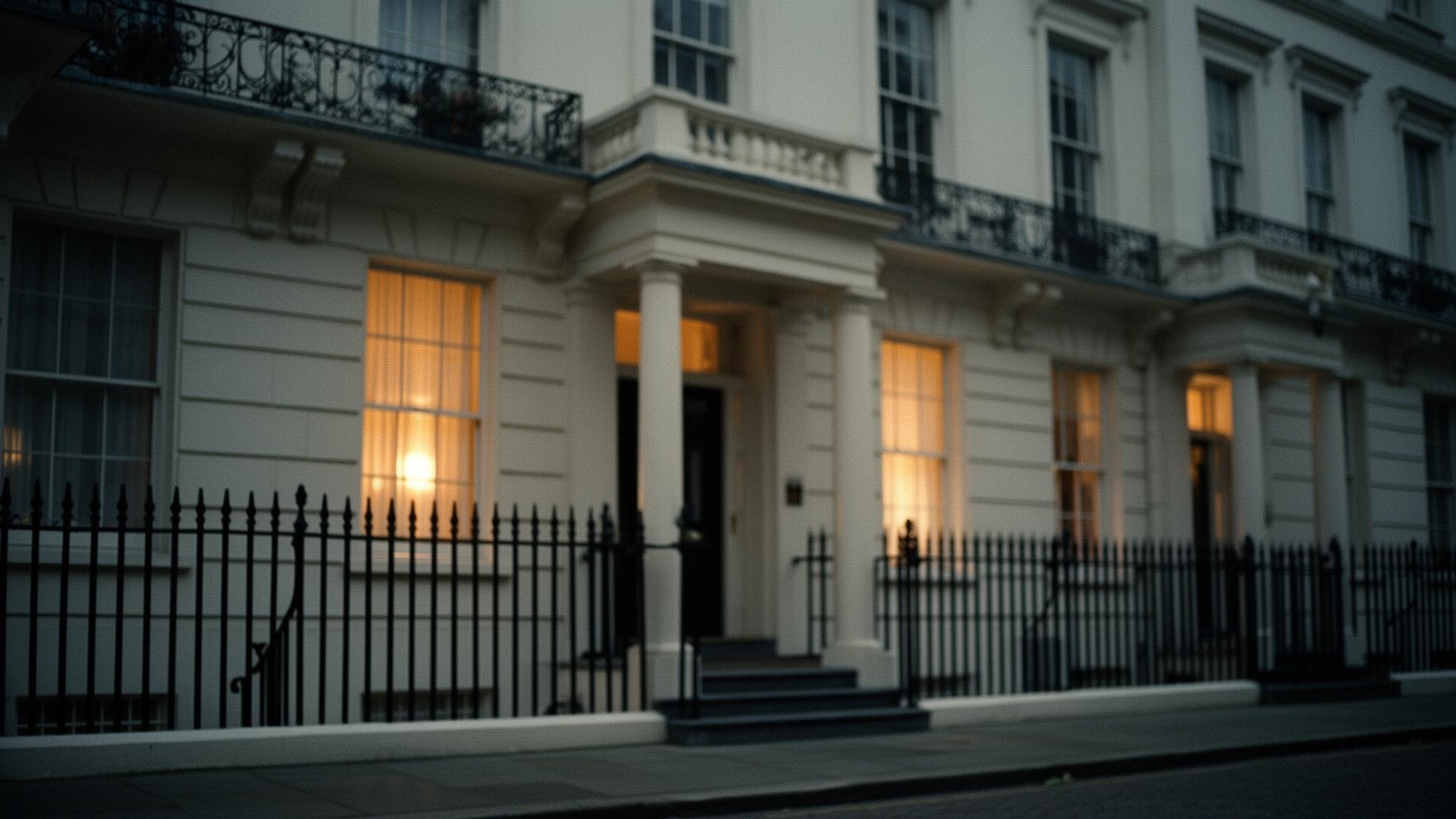 Prime Central London townhouse at dusk